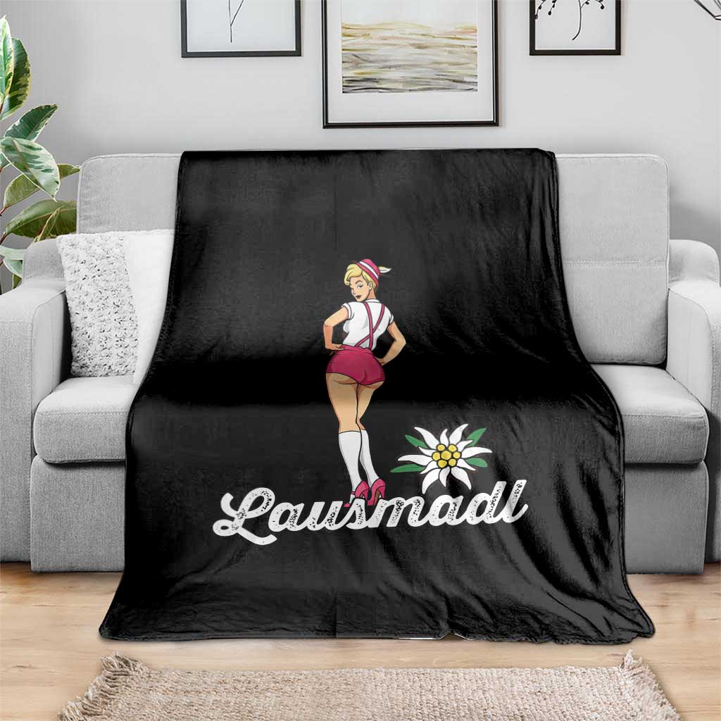 Retro Bavarian Pin Up Girl Lausmadl Throw Blanket Oktoberfest Edelweiss Flower TS02 Print Your Wear