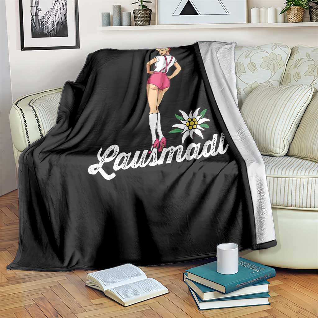 Retro Bavarian Pin Up Girl Lausmadl Throw Blanket Oktoberfest Edelweiss Flower TS02 Print Your Wear