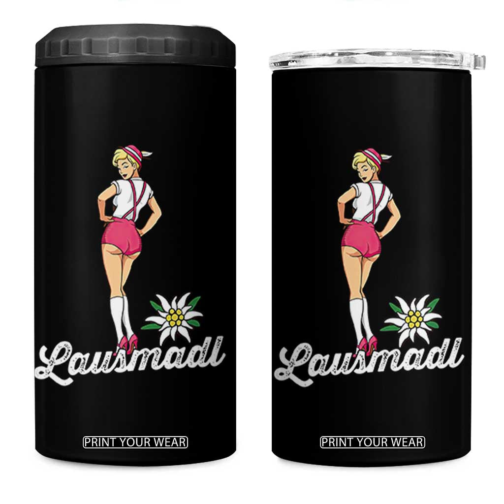 Retro Bavarian Pin Up Girl Lausmadl 4 in 1 Can Cooler Tumbler Oktoberfest Edelweiss Flower TS02 One Size: 16 oz Black Print Your Wear