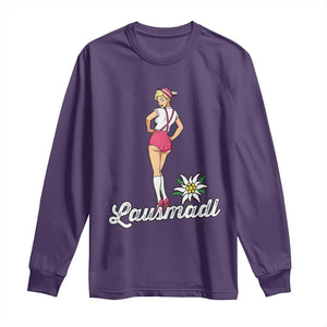 Retro Bavarian Pin Up Girl Lausmadl Long Sleeve Shirt Oktoberfest Edelweiss Flower TS02 Purple Print Your Wear