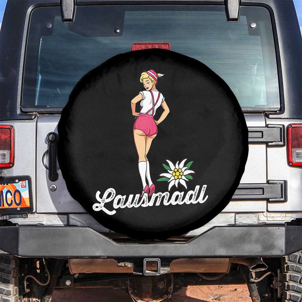 Retro Bavarian Pin Up Girl Lausmadl Spare Tire Cover Oktoberfest Edelweiss Flower TS02 No hole Black Print Your Wear
