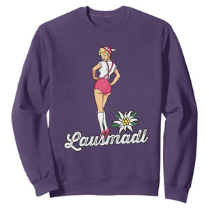 Retro Bavarian Pin Up Girl Lausmadl Sweatshirt Oktoberfest Edelweiss Flower TS02 Purple Print Your Wear