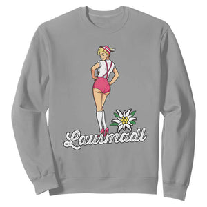 Retro Bavarian Pin Up Girl Lausmadl Sweatshirt Oktoberfest Edelweiss Flower TS02 Sport Gray Print Your Wear