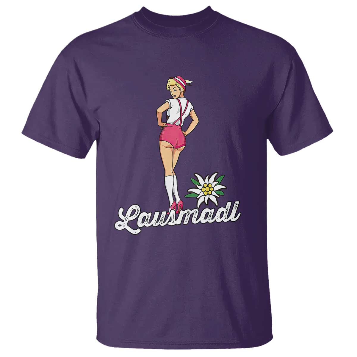 Retro Bavarian Pin Up Girl Lausmadl T Shirt Oktoberfest Edelweiss Flower TS02 Purple Print Your Wear