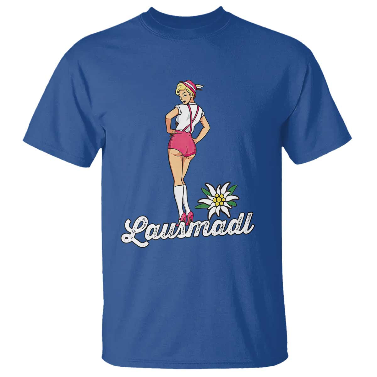 Retro Bavarian Pin Up Girl Lausmadl T Shirt Oktoberfest Edelweiss Flower TS02 Royal Blue Print Your Wear