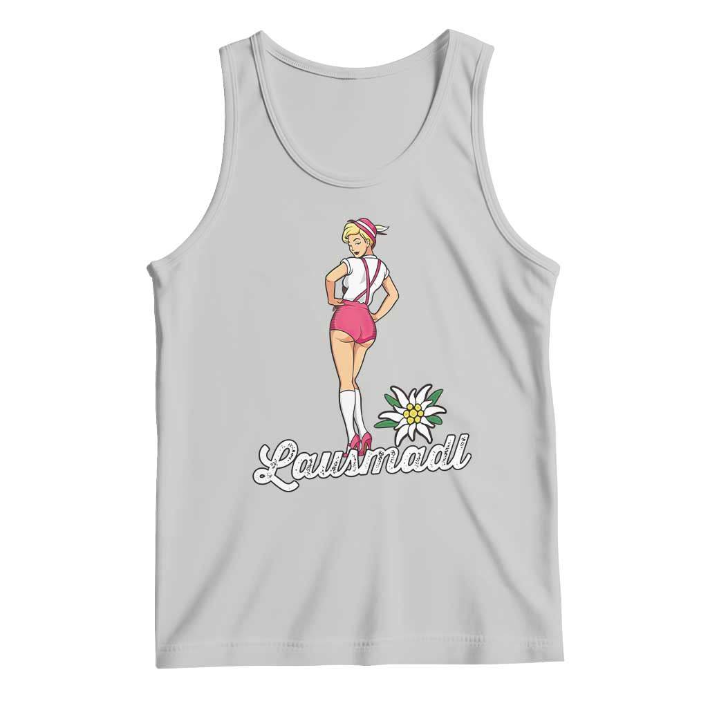 Retro Bavarian Pin Up Girl Lausmadl Tank Top Oktoberfest Edelweiss Flower TS02 Ash Print Your Wear