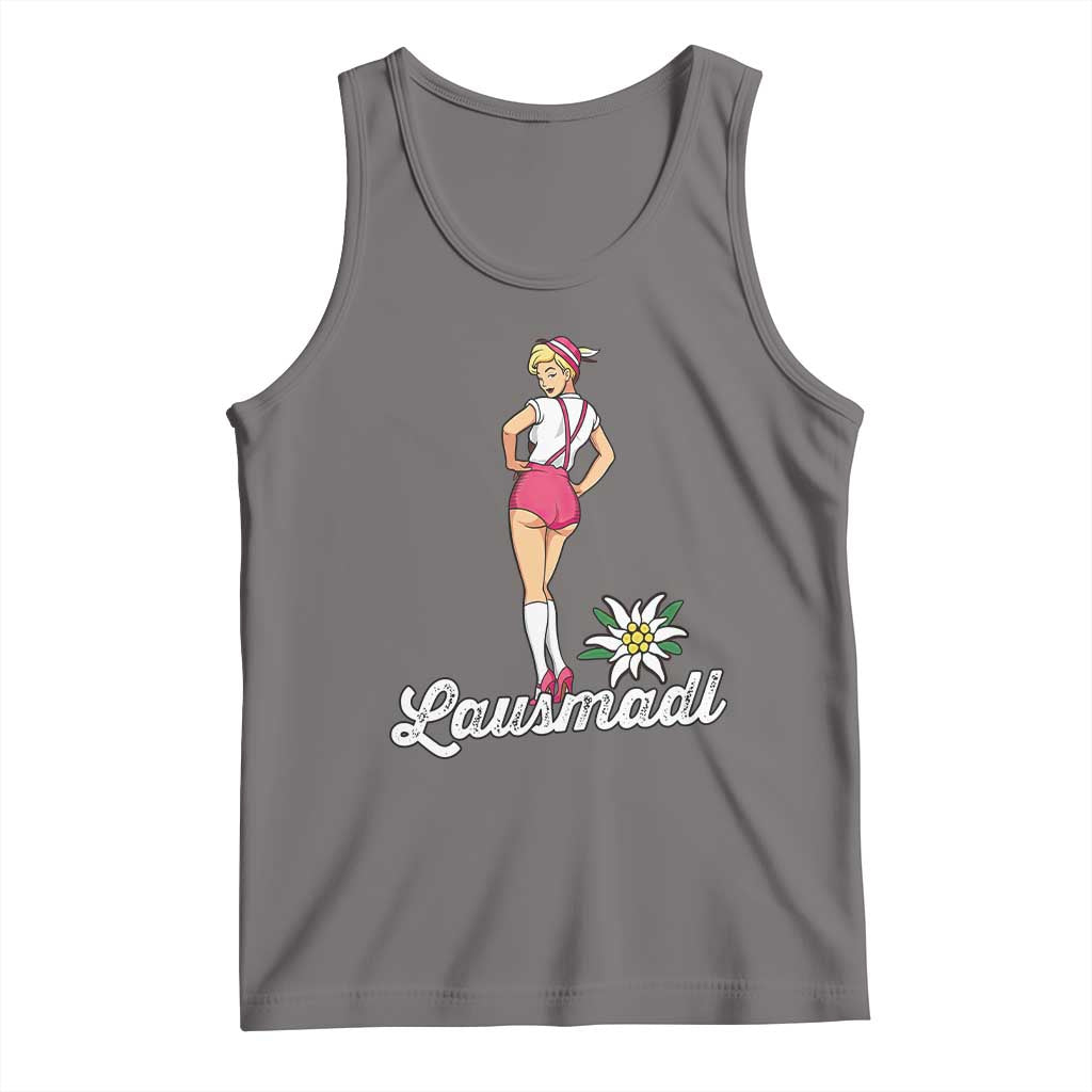 Retro Bavarian Pin Up Girl Lausmadl Tank Top Oktoberfest Edelweiss Flower TS02 Deep Heather Print Your Wear