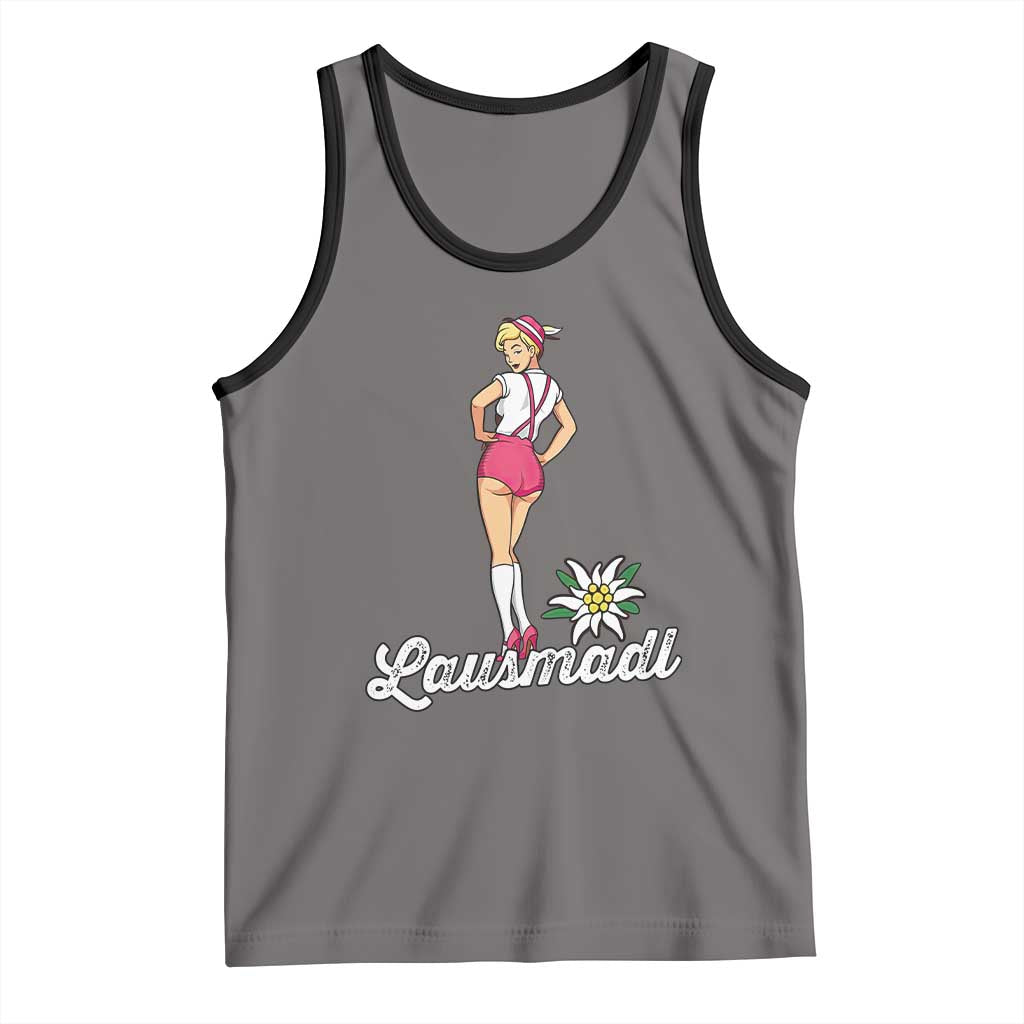 Retro Bavarian Pin Up Girl Lausmadl Tank Top Oktoberfest Edelweiss Flower TS02 Deep Heather Black Print Your Wear