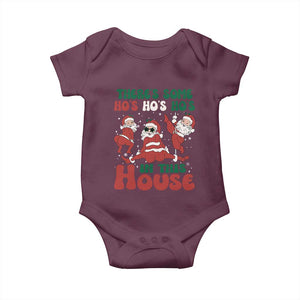 Christmas Santa Baby Onesie Theres Some Hos In This House Funny Xmas TS02 Maroon Print Your Wear