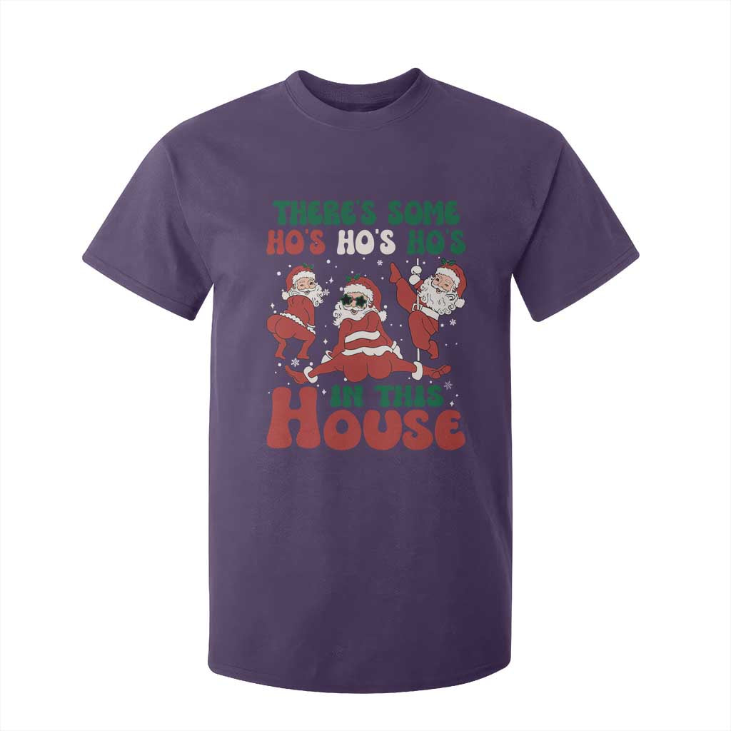 Christmas Santa T Shirt For Kid Theres Some Hos In This House Funny Xmas TS02 Purple Print Your Wear