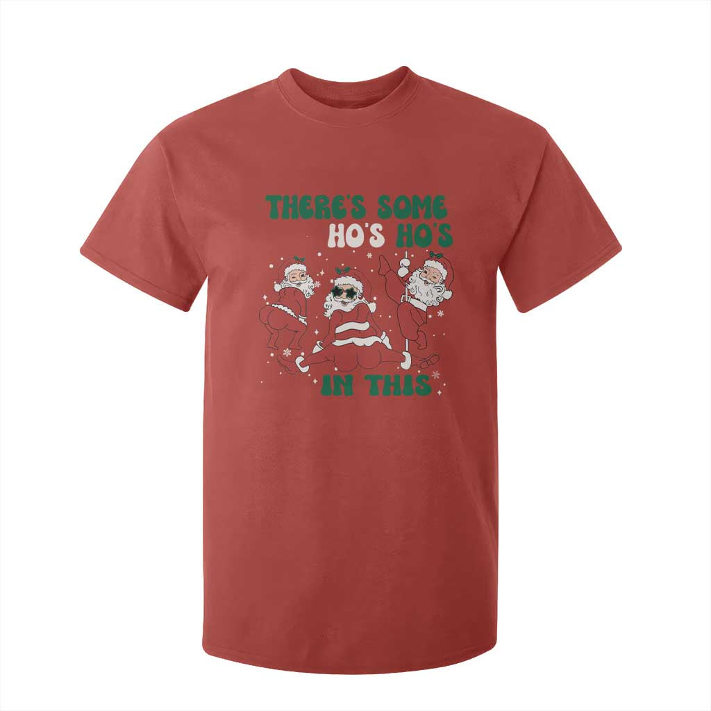 Christmas Santa T Shirt For Kid Theres Some Hos In This House Funny Xmas TS02 Red Print Your Wear