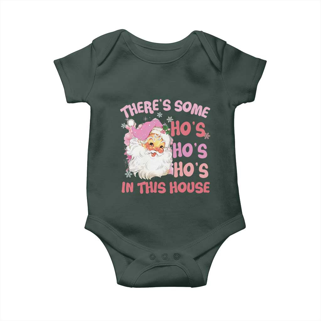 Christmas Pink Santa Baby Onesie Theres Some Hos In This House Retro Xmas Vibe TS02 Print Your Wear