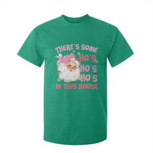 Christmas Pink Santa T Shirt For Kid Theres Some Hos In This House Retro Xmas Vibe TS02 Irish Green Print Your Wear