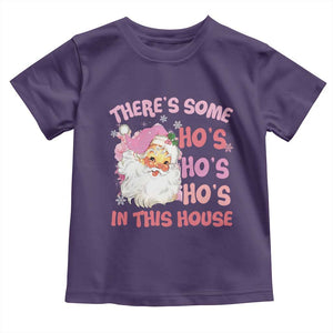 Christmas Pink Santa Toddler T Shirt Theres Some Hos In This House Retro Xmas Vibe TS02 Purple Print Your Wear