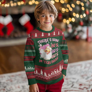 Christmas Pink Santa Ugly Christmas Sweater Theres Some Hos In This House Retro Xmas Vibe TS02 Christmas Print Your Wear