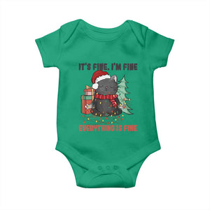 Christmas Black Cat Baby Onesie It's Fine I'm Fine Everything Is Fine Xmas Light Funny TS02 Irish Green Print Your Wear