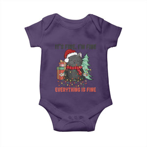 Christmas Black Cat Baby Onesie It's Fine I'm Fine Everything Is Fine Xmas Light Funny TS02 Purple Print Your Wear