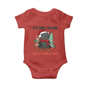 Christmas Black Cat Baby Onesie It's Fine I'm Fine Everything Is Fine Xmas Light Funny TS02 Red Print Your Wear