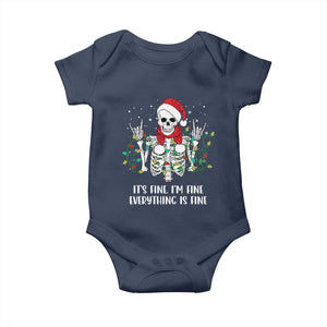 Christmas Skeleton Baby Onesie It's Fine I'm Fine Everything Is Fine Xmas Light Funny TS02 Navy Print Your Wear