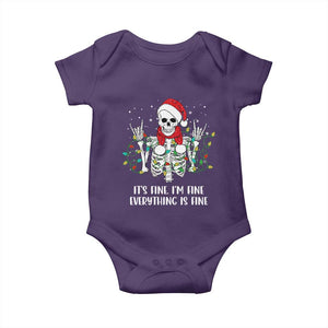 Christmas Skeleton Baby Onesie It's Fine I'm Fine Everything Is Fine Xmas Light Funny TS02 Purple Print Your Wear