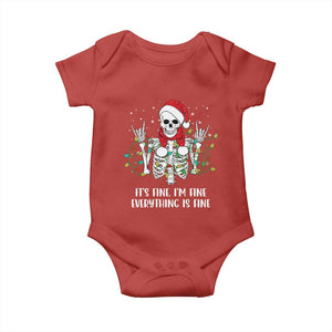 Christmas Skeleton Baby Onesie It's Fine I'm Fine Everything Is Fine Xmas Light Funny TS02 Red Print Your Wear