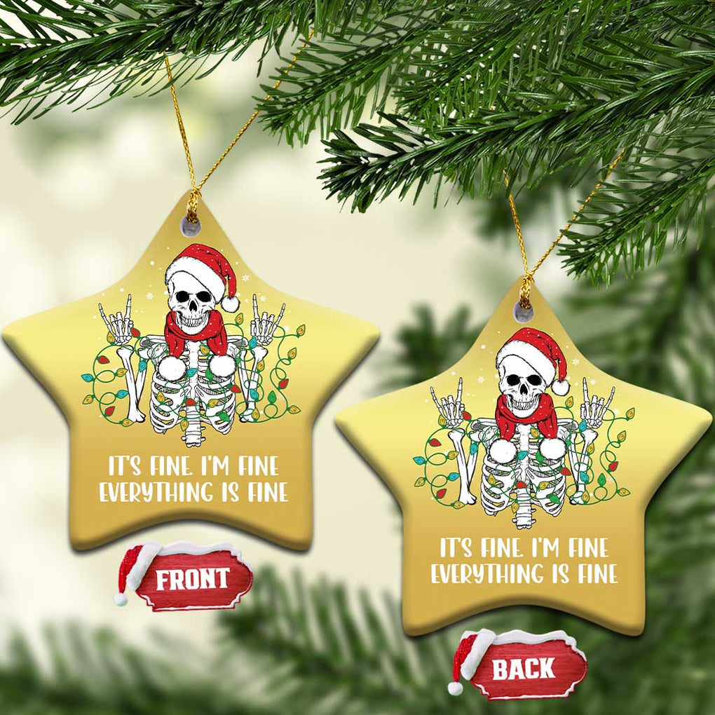 Christmas Skeleton Christmas Ornament It's Fine I'm Fine Everything Is Fine Xmas Light Funny TS02 Star Gold Print Your Wear