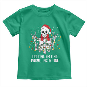 Christmas Skeleton Toddler T Shirt It's Fine I'm Fine Everything Is Fine Xmas Light Funny TS02 Irish Green Print Your Wear
