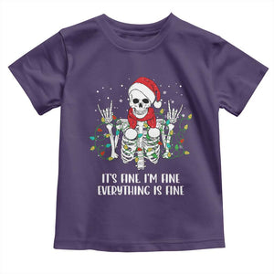 Christmas Skeleton Toddler T Shirt It's Fine I'm Fine Everything Is Fine Xmas Light Funny TS02 Purple Print Your Wear