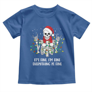 Christmas Skeleton Toddler T Shirt It's Fine I'm Fine Everything Is Fine Xmas Light Funny TS02 Royal Blue Print Your Wear