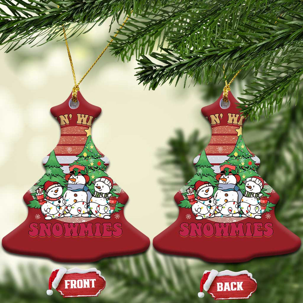 Chrismas Snowman Christmas Ornament Chillin' With My Snowmies Retro Xmas Vibe TS02 Christmas Tree Red Print Your Wear