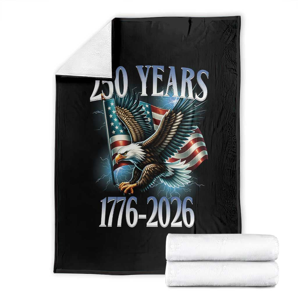250 Years of American Freedom Throw Blanket Bald Eagle USA Flag 1776 to 2026 Patriotic TS02 Black Print Your Wear