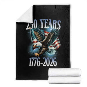 250 Years of American Freedom Throw Blanket Bald Eagle USA Flag 1776 to 2026 Patriotic TS02 Black Print Your Wear