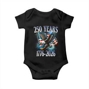 250 Years of American Freedom Baby Onesie Bald Eagle USA Flag 1776 to 2026 Patriotic TS02 Black Print Your Wear