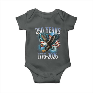 250 Years of American Freedom Baby Onesie Bald Eagle USA Flag 1776 to 2026 Patriotic TS02 Dark Heather Print Your Wear