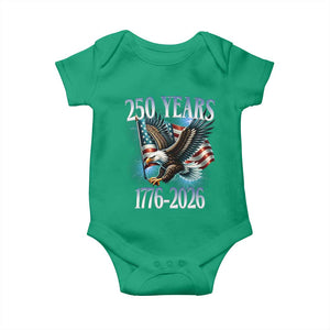 250 Years of American Freedom Baby Onesie Bald Eagle USA Flag 1776 to 2026 Patriotic TS02 Irish Green Print Your Wear