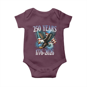 250 Years of American Freedom Baby Onesie Bald Eagle USA Flag 1776 to 2026 Patriotic TS02 Maroon Print Your Wear