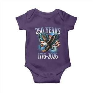 250 Years of American Freedom Baby Onesie Bald Eagle USA Flag 1776 to 2026 Patriotic TS02 Purple Print Your Wear