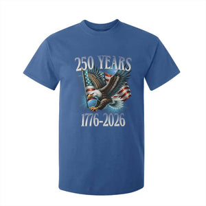 250 Years of American Freedom T Shirt For Kid Bald Eagle USA Flag 1776 to 2026 Patriotic TS02 Royal Blue Print Your Wear