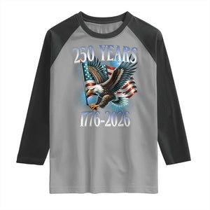 250 Years of American Freedom Raglan Shirt Bald Eagle USA Flag 1776 to 2026 Patriotic TS02 Sport Gray Black Print Your Wear