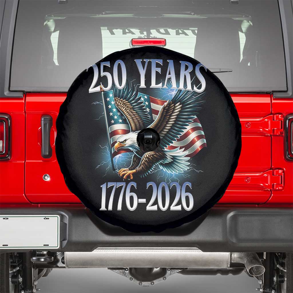 250 Years of American Freedom Spare Tire Cover Bald Eagle USA Flag 1776 to 2026 Patriotic TS02 Black Print Your Wear