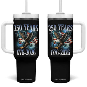 250 Years of American Freedom Tumbler With Handle Bald Eagle USA Flag 1776 to 2026 Patriotic TS02 One Size: 40 oz Black Print Your Wear