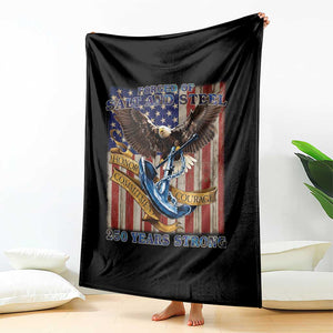 Military Navy 250th Anniversary Throw Blanket Forged of Salt and Steel Patriotic Eagle Anchor American Flag TS02 Print Your Wear