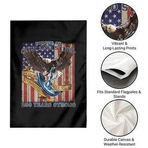 Military Navy 250th Anniversary Garden Flag Forged of Salt and Steel Patriotic Eagle Anchor American Flag TS02 Print Your Wear