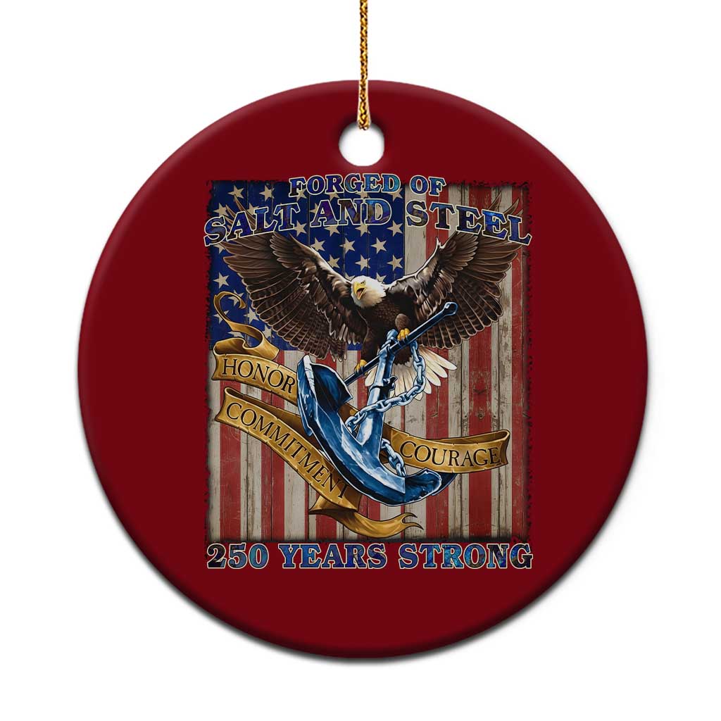 Military Navy 250th Anniversary Ceramic Ornament Forged of Salt and Steel Patriotic Eagle Anchor American Flag TS02 1pc Red Print Your Wear
