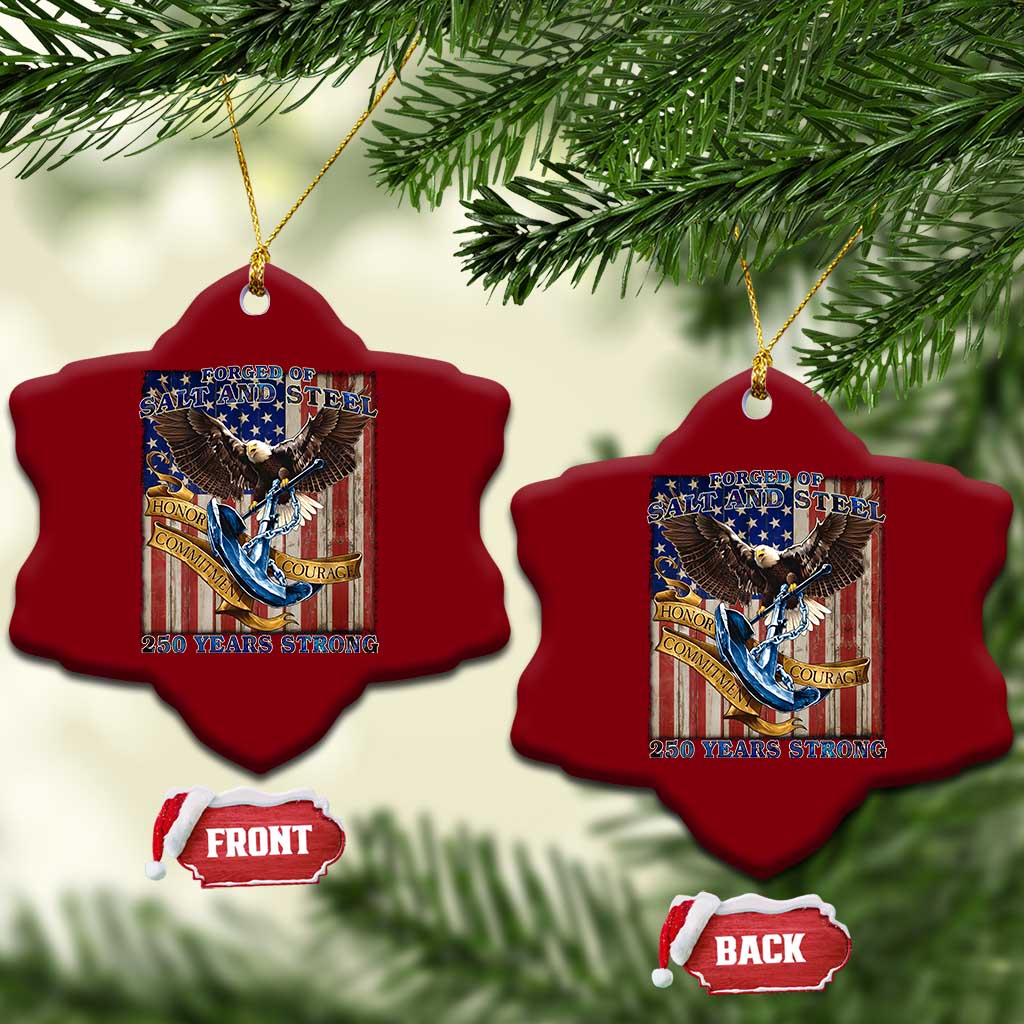 Military Navy 250th Anniversary Ceramic Ornament Forged of Salt and Steel Patriotic Eagle Anchor American Flag TS02 Print Your Wear