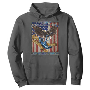 Military Navy 250th Anniversary Hoodie Forged of Salt and Steel Patriotic Eagle Anchor American Flag TS02 Dark Heather Print Your Wear