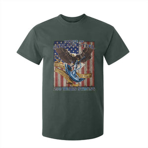 Military Navy 250th Anniversary T Shirt For Kid Forged of Salt and Steel Patriotic Eagle Anchor American Flag TS02 Dark Forest Green Print Your Wear