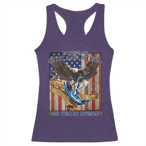 Military Navy 250th Anniversary Racerback Tank Top Forged of Salt and Steel Patriotic Eagle Anchor American Flag TS02 Purple Print Your Wear