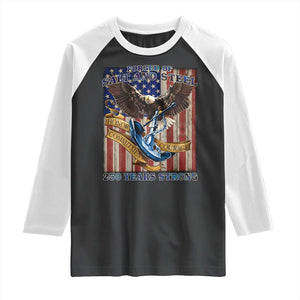 Military Navy 250th Anniversary Raglan Shirt Forged of Salt and Steel Patriotic Eagle Anchor American Flag TS02 Black White Print Your Wear