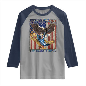 Military Navy 250th Anniversary Raglan Shirt Forged of Salt and Steel Patriotic Eagle Anchor American Flag TS02 Sport Gray Navy Print Your Wear